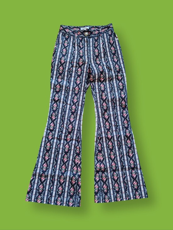 LoveShackFancy Pants - LoveShackFancy Bell Bottom Pants 4 Floral Meyerson Boho Chic Flares $345 Retail